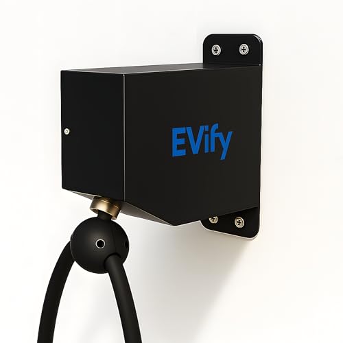EVify Automatisch Einziehbare Wallbox Kabelhalterung Halterung Ladekabel Typ 2 Wandhalterung Ladekabel Halterung Typ 2 mit Stahlgehäuse Wallbox Kabelhalter Optimal für Außeneinsatz