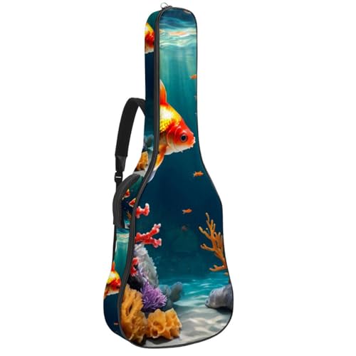 Sac pour guitare acoustique 40/41/42 pouces motif poisson rouge multicolor et grand rangement