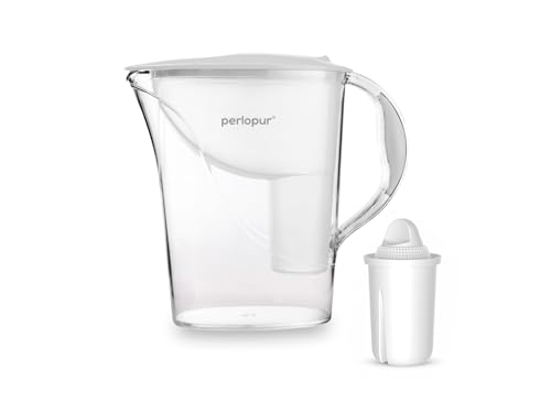 Standard-Wasserfilter PerloPur (weiß) mit 1 Classic Filterkartuschen - Reduzierung von Kalk, Chlor, Blei & Kupfer - kompatibel zu Brita Classic - Made in EU