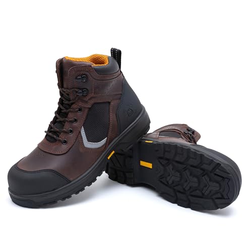 6" Work Boots For Men Leather ASTM F2413-18 Composite Safety Toe EH Rated Arch Support Anti Fatigue2