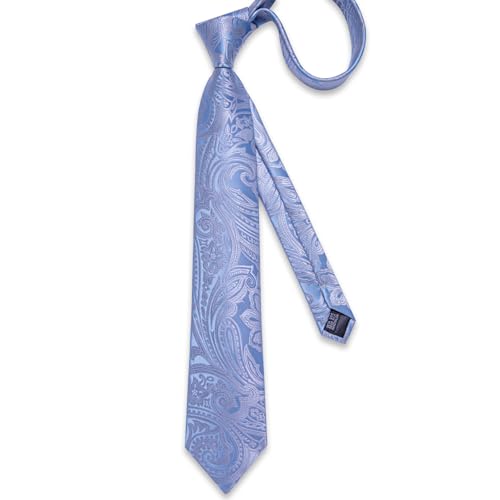 Image of DiBanGu Mens Paisley Tie Sets Silk Jacquard Woven Floral Necktie and Pocket Square Cufflinks Wedding Business Party
