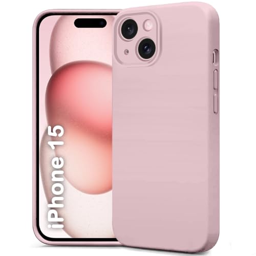 Image of TheGiftKart Liquid Silicone Back Cover Case for iPhone 15 | Soft Micro-Fibre Lining Inside | Camera & Screen Protection | Shockproof Back Cover for iPhone 15 (Silicone, Light Pink)