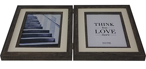 Yipinyin Carbonized Wood Effect Double Picture Frame 5 X 7'' With Inlay And Mount For 5 X 7''. Wood Pattern Picture Frames With Glass Front For Desktop Or Wall Mounted #TOP3