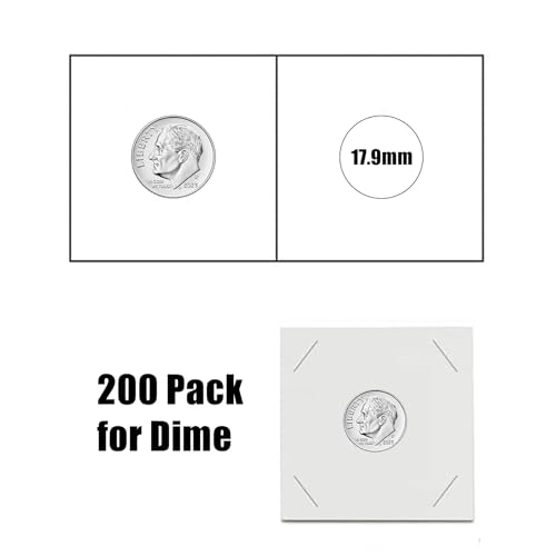 MUDOR Upgraded Premium Coin Flips for Dime, 200 Pack Cardboard Coin Holder, Mylar Coin Flips 2x2, Paper Coin Holders