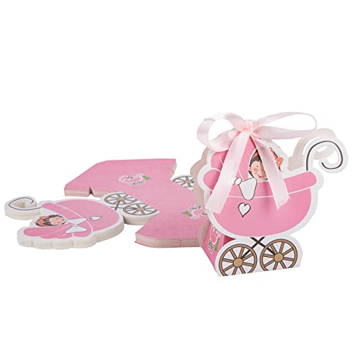 Cajas de Caramelo Papel Mini Cajitas Regalo Detalles de Fiesta para Baby Shower Cumpleaños Bautizo Niños Recién Nacida Fiesta 25 Pcs Rosa
