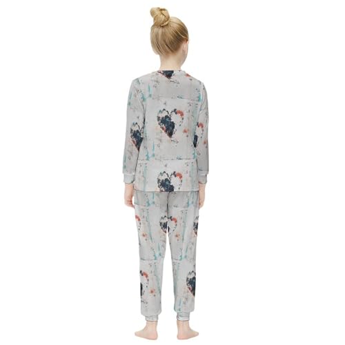 Dog Paw HeartGirls Pajamas, Long-sleeved Casual Pajamas And Home Clothes7-9Y（120cm）4