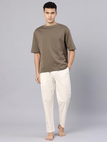 Image of Majestic Man Men's Pure Cotton Solid Lounge Pyjama Pants| Comfort Fit | Elastic Waist with Drawstring | 3 Pockets | Front Zip Closure