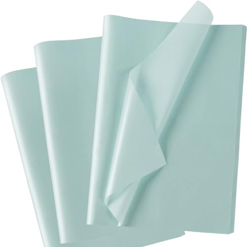 Seidenpapier 60 Blatt, Himmelblau Metallic für Geschenktüten und Geschenkverpackungen, Verpackungspapier für Hochzeiten, Geburtstage, Feiertage, Papierblumen, 50 x 35 cm
