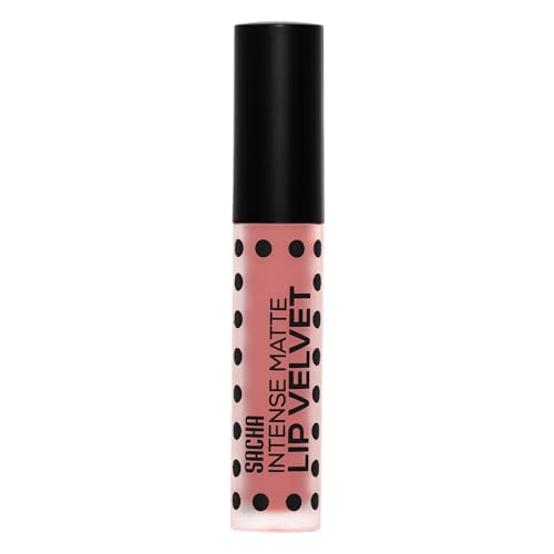 Sacha Cosmetics Intense Matte Lip Velvet Liquid Lipstick, Long-Lasting Velvet Matte Finish, 0.2 fl oz, Half Past Nude