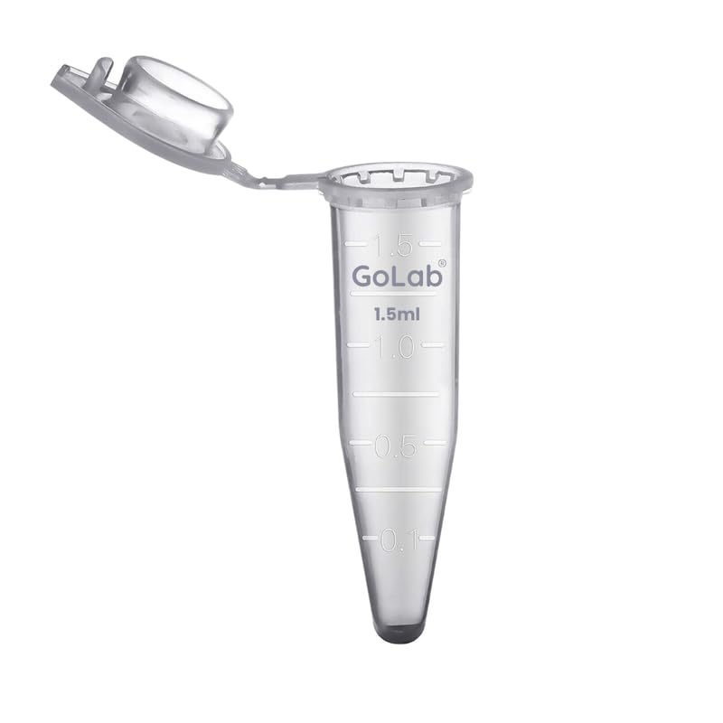 GOLAB 500pcs GoLab Laboratory 1.5mL Microcentrifuge Tubes with Snap Cap - Clear Graduations, Durable Polypropylene, Leak-Proof Design