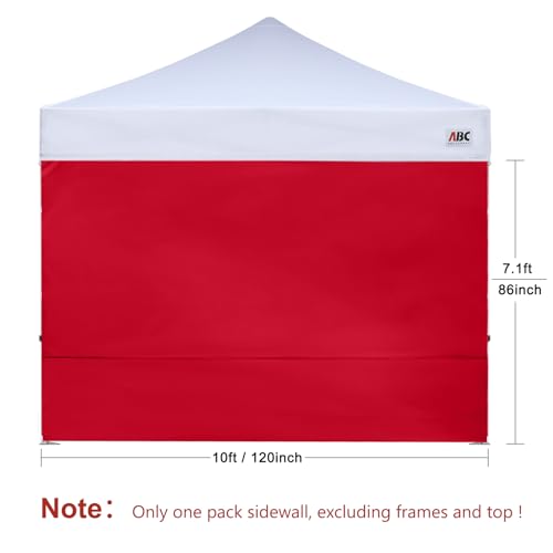 Image of ABCCANOPY Instant Canopy SunWall 10x10 FT No Frame or Top, Red