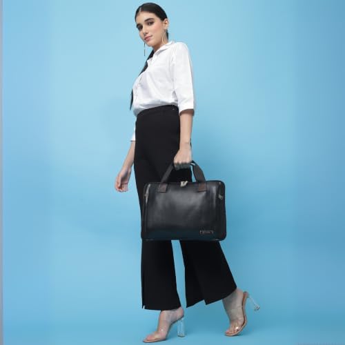 Image of VISMIINTREND Laptop Briefcase Messenger Shoulder Office Hand Bags for Men Women | Fits 13 inch /14 inch /15.6 Inch Laptops, Macbook | Vegan Leather | Corporate Gifts