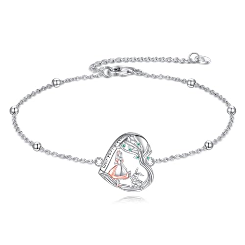 Wonderland Bracelet Sterling Silver Alice Bracelet Rabbit Bracelet I Love You Forever Jewelry Gift for Women