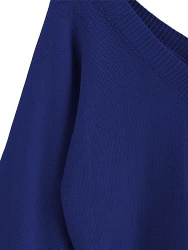 Image of ZAFUL Women's Cropped Sweater V-Neck Long Sleeve Pullover Jumper Knit Top | Crop Length, Ribbed Knit, Double V design, White sweater, Raglan sleeves, lantern sleeve, Fall & Winter, Loose fit, Oversized
