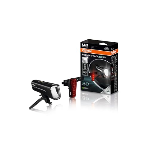 OSRAM LEDsBIKE Race 80 Set, wiederaufladbares Fahrradlichtset, StVZO-zugelassenes Front- und Rück-LED-Lichtset, Mehrere Beleuchtungsmodi… – Ansicht 1