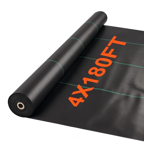 Roixeeds 4ft x 180ft Landscape Weed Barrier Landscape Fabric, Heavy Duty Fabric Weed Barrier Garden Ground Cover Fabric Control Mat for Underlayment, Gardening Ground, Commercial Driveway Weed Block