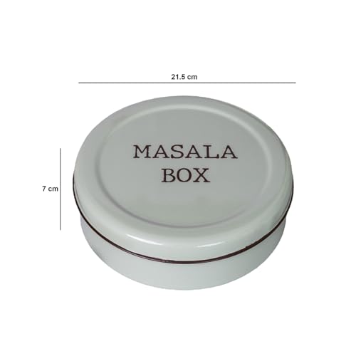 Image of Metallure Home Modern Stainless Steel Masala Box | Masala Dabba with 7 Containers and Spoon | Kitchen Spice Storage Container | Masala Dani (Spoon Included) | Handcrafted Aesthetic Design (Green)
