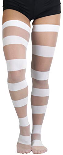 Image of ToBeInStyle Women's Vibrant Horizontal Wide Striped Thigh High Stockings