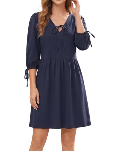 Image of Women's Gingham Puff Sleeve Tie Front Babydoll Mini Dress