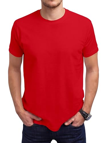 Love My Fashions Mens Round Neck Short Sleeves Plain T-Shirt Red