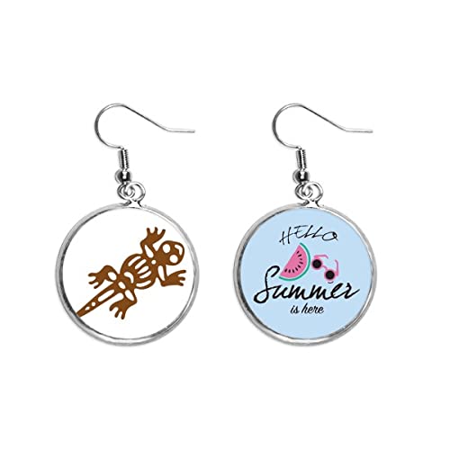 Pendientes de lóbulo cómodos con diseño de tótem de lagarto gecko mexicano ligero