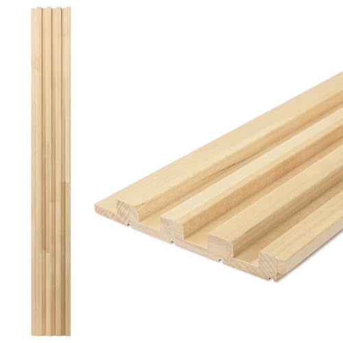 Image of Art3d 4 Pc 96 inchx5.7 inch Wood Slat Wall Panel for Interior, Ceiling and Decoration, 15.2 SqFt