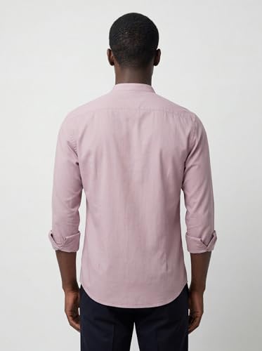 Image of Amazon Brand - INKAST Men's Cotton Blend Plain Solid Casual Shirt | Mandarin Collar | Full Sleeves | Regular Straight Fit | Office & Daily Casual Wear