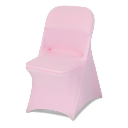 Image of VEVOR Chair Covers, Polyester Spandex Chair Cover, Stretch Slipcovers for Wedding Party Dining Banquet Flat-Front Chair Covers (Pink-c, 50PCS)