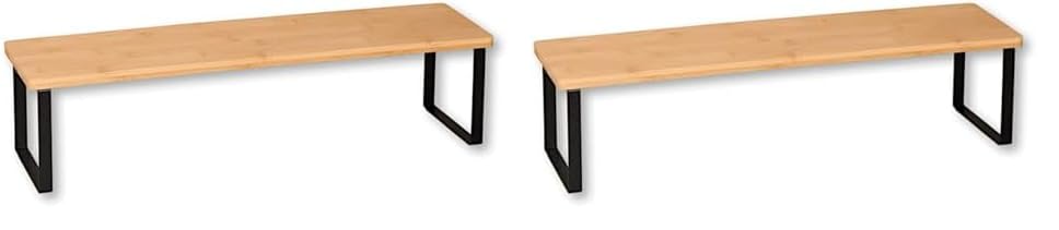 Kesper | Küchenregal, Material: Bambus, Metall, Maße: 55 x 13,5 x 15 cm, Farbe: Braun, Schwarz | 58807 (Packung mit 2)