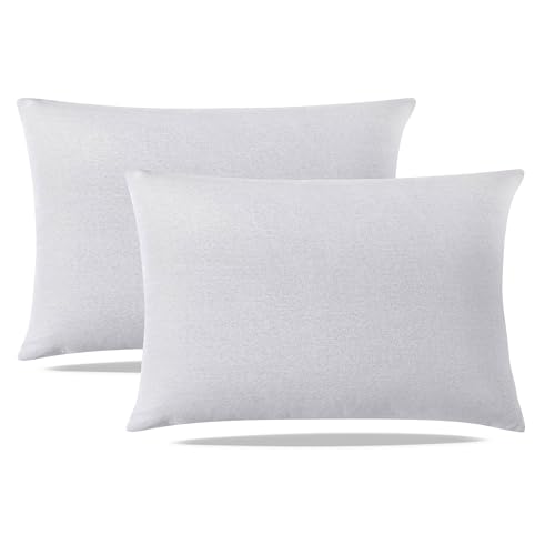DALINA Textil - Fundas de Cojines 2 Unidades de 45 x 60 cm - Fundas para Almohadas con Cremalleras diseño Lino Laminado por Las Dos Caras - 2 Fundas Blanco Perla
