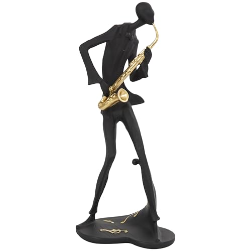 Estatuas decorativas músico polystone negras 3 piezas 15 pulg miniatura 2