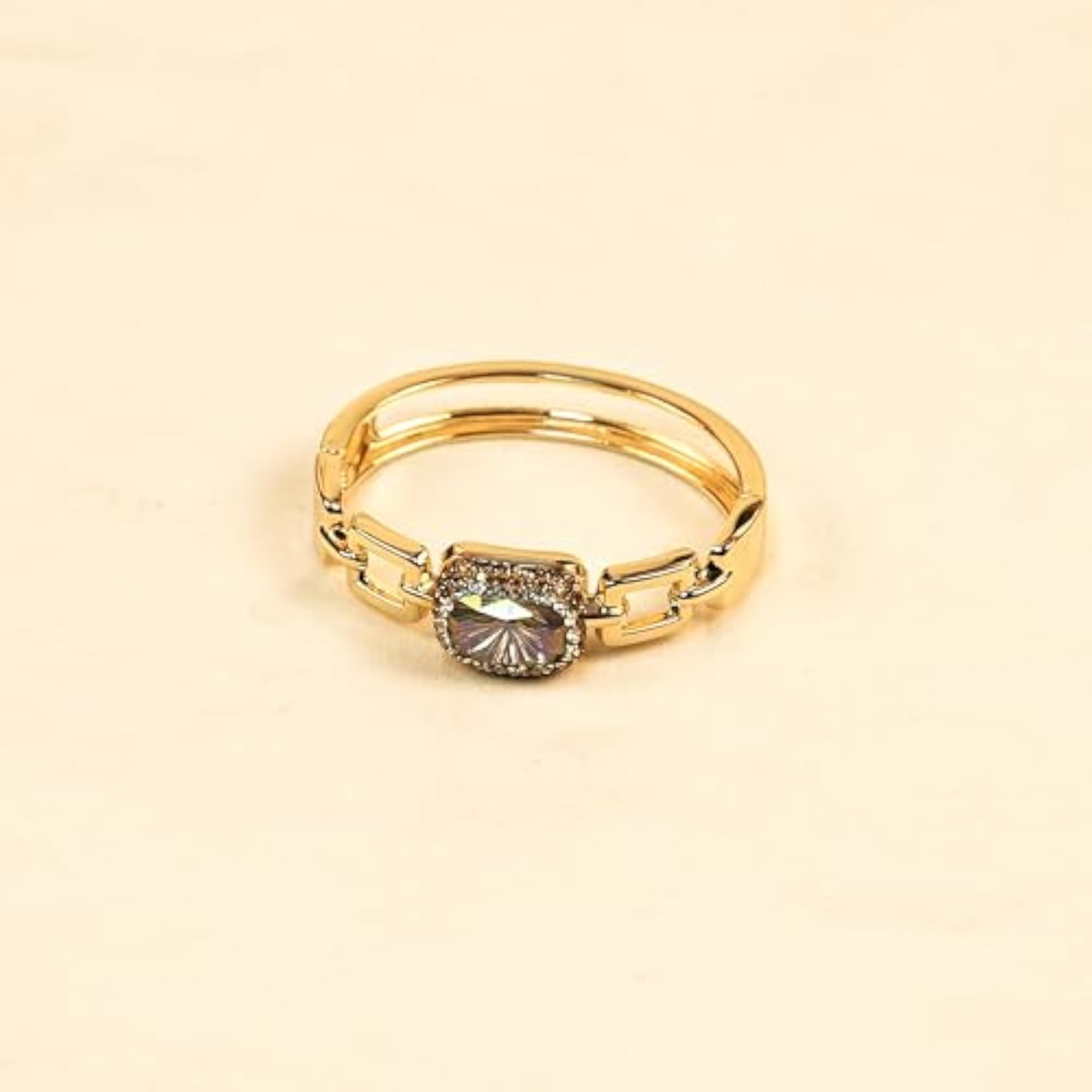 Women's Gold Stainless Steel Crystal Bangle Bracelet