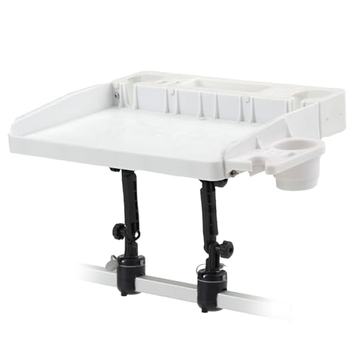 HITORHIKE Bait Board Set with Mounts & Extenders – White Cutting Board for Bass, Center Console, Pontoon Boats – Great for Fishing, Filleting, Outdoor Cooking (Round & Square Rail Mount Set)