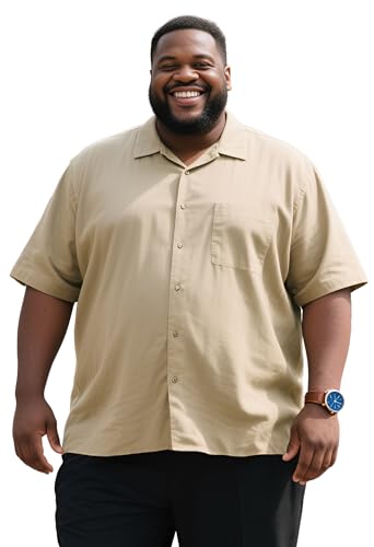 Big and Tall Shirts for Men Causal Button up Shirts Short Sleeve Vintage Summer Beach Vacation Work Shirts Plus Size (Beige,3XL) : Clothing, Shoes & Jewelry