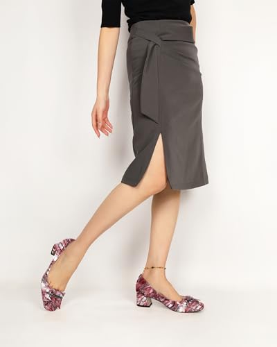 Joseywade Women's Block Chunky Heel Pumps 2 Inches Low Heel Slip On Closed Square Toe Business Comfortable Chic Dress Shoes with Bow Patent Newspaper Red US Size 12.54