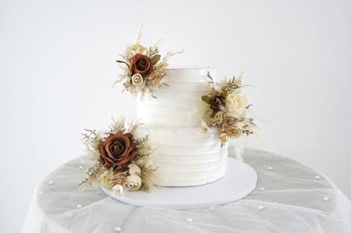 Set de decoraciones florales para pastel de boda miniatura 1