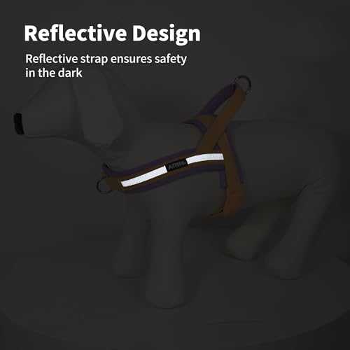 AIITLE No Pull Hundegeschirr mit weich gepolstertem Griff, Reflektorstreifen, ausbruchsicher und Schnellverschluss zum Anpassen von Geschirren für Welpen oder sehr kleine Hunde, Gelb-Lila, XXS