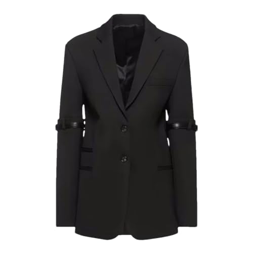 Women's Spring and Autumn PU Leather Button Spliced ​​Long Sleeve Two Button Blazer Top