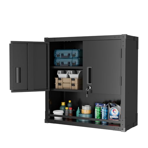 VINGLI Garage Wall Cabinet with Locking Doors and Adjustable Shelf, Metal Wall…