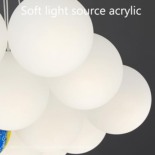 Suspension lune impression 3D et grande boule blanche laiteuse