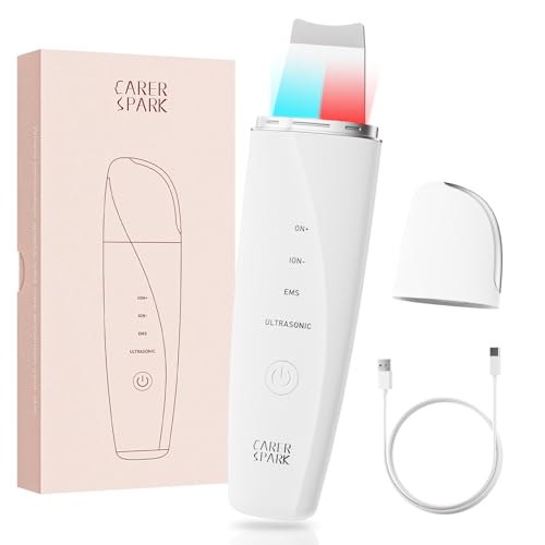 CARER SPARK Peeling Ultrasónico Facial – Espátula Facial Ultrasónica EMS e Iones y...