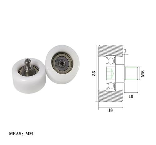 Roulement à filetage externe nylon et galet POM BS60835-18C1L10M8 - 2