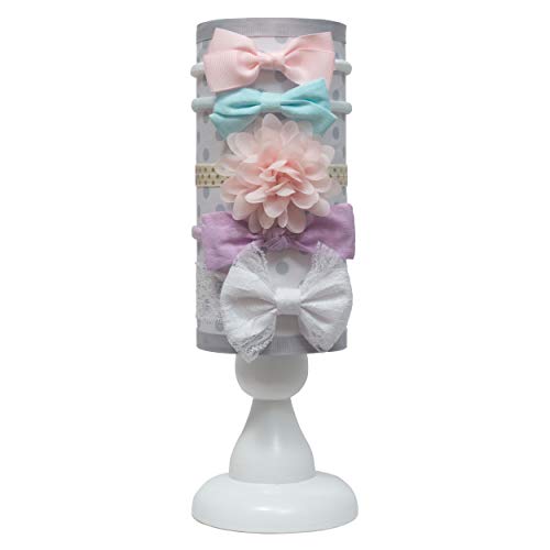 Image of Elly & Emmy My First Headband Stand for Girls, Includes 5 Headbands, White with Grey Dots