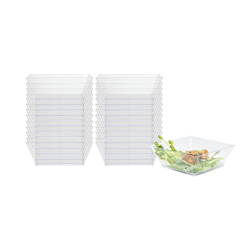 Restaurantware 10 oz Square Clear Plastic Small Modern Bowl, 25 Pack