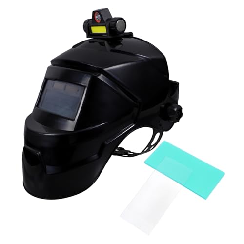 Housoutil 1 Set Welder Hood Auto Darkening Welding Helmet with Headlamp Welder Mask Includes Protective Sheets for Welding Working