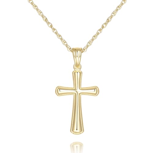 ESSIE ODILA Cross Necklace for Women Gold Cross Necklaces for Women 14K Gold Crosses Chain Pendant Necklace for Womens Decorated with Tiny Beads Dainty Womens Crosses Necklaces
