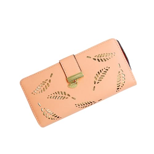 Didiseaon Hollow Leaves Design Pu Leather Wallet Zipper Closure Women Pack Purse for Daily Activities