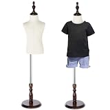 Geetery 2 Pcs Kid Dress Form Adjustable Toddler Clothes Mannequins Children's Mannequin with Wooden Base for Window Counter Studio Clothing Store Display (2-3 Years Old)