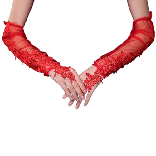 2pack Elegant Fingerless Lace Gloves Long Oversleeves Fashionable Sleeves For Weddings Dance Parties