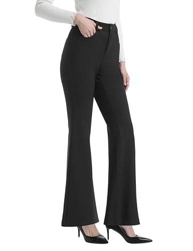 Womens Dress Pants Business Casual Work Pants High Waist Stretchy Trousers Office Flare Slacks with Pockets